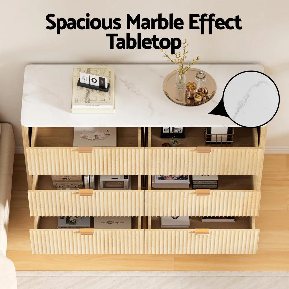 Artiss 6 Chest of Drawers Dresser Table Pine - Furniture >