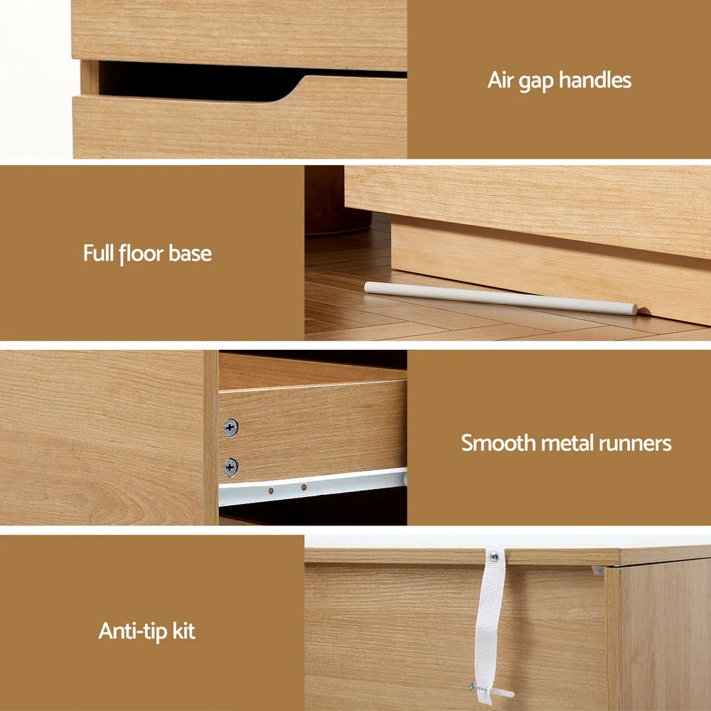 Artiss 6 Chest of Drawers Dresser Table Pine - Furniture >