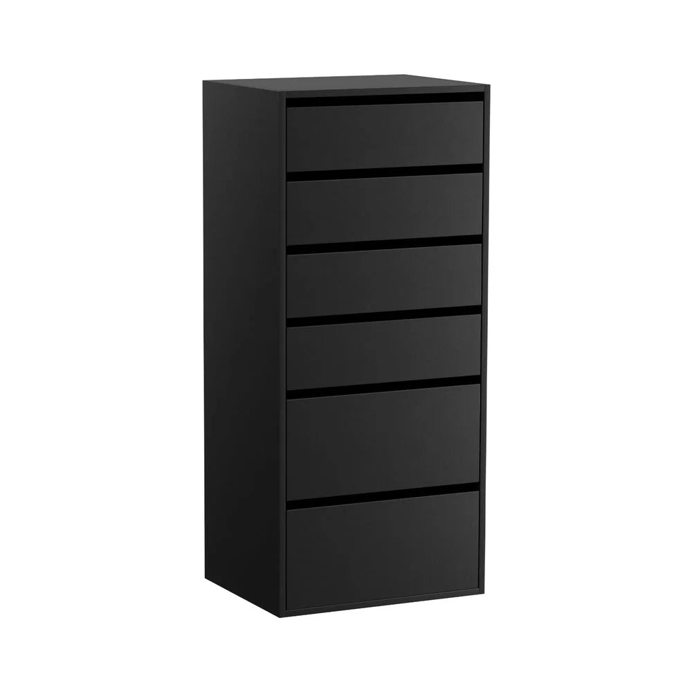 Artiss 6 Chest of Drawers Dresser Tallboy Black - Furniture
