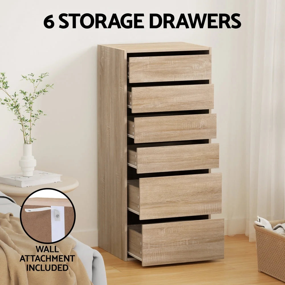 Artiss 6 Chest of Drawers Dresser Tallboy Pine - Furniture