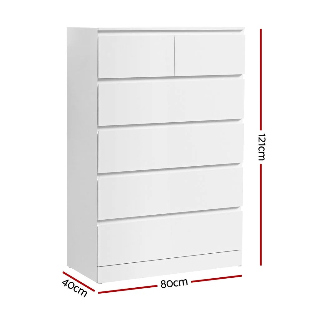 Artiss 6 Chest of Drawers - PEPE White - Furniture >