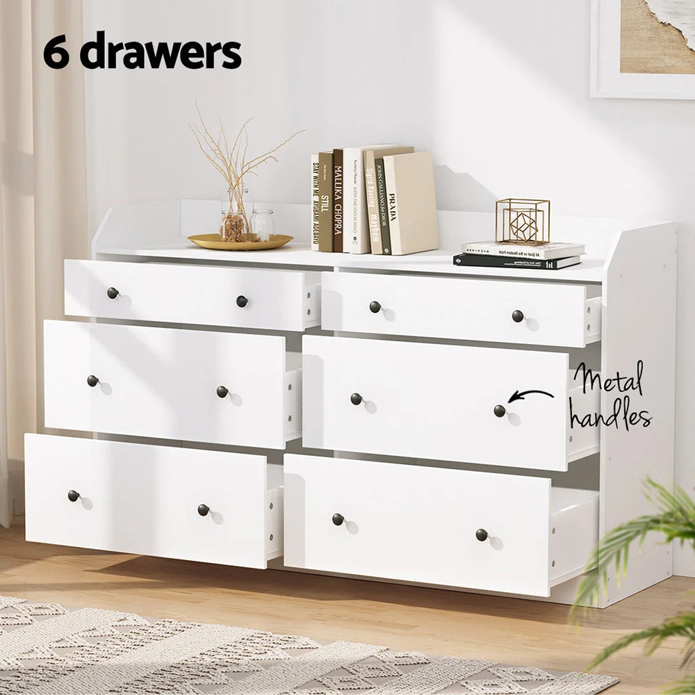 Artiss 6 Chest of Drawers - PETE White - Furniture >