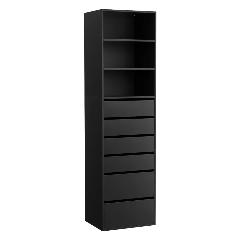 Black 6 cabinet with chest drawers tallboy