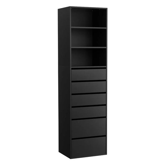 Artiss 6 Chest of Drawers Tallboy Cabinet Black - Furniture