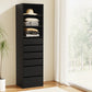 Artiss 6 Chest of Drawers Tallboy Cabinet Black - Furniture