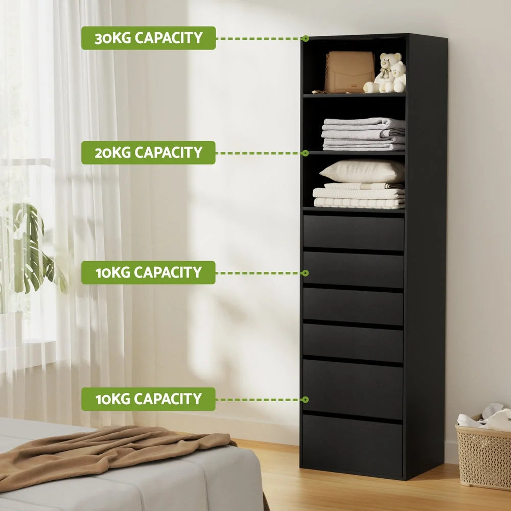 Black cabinet shown in room setting