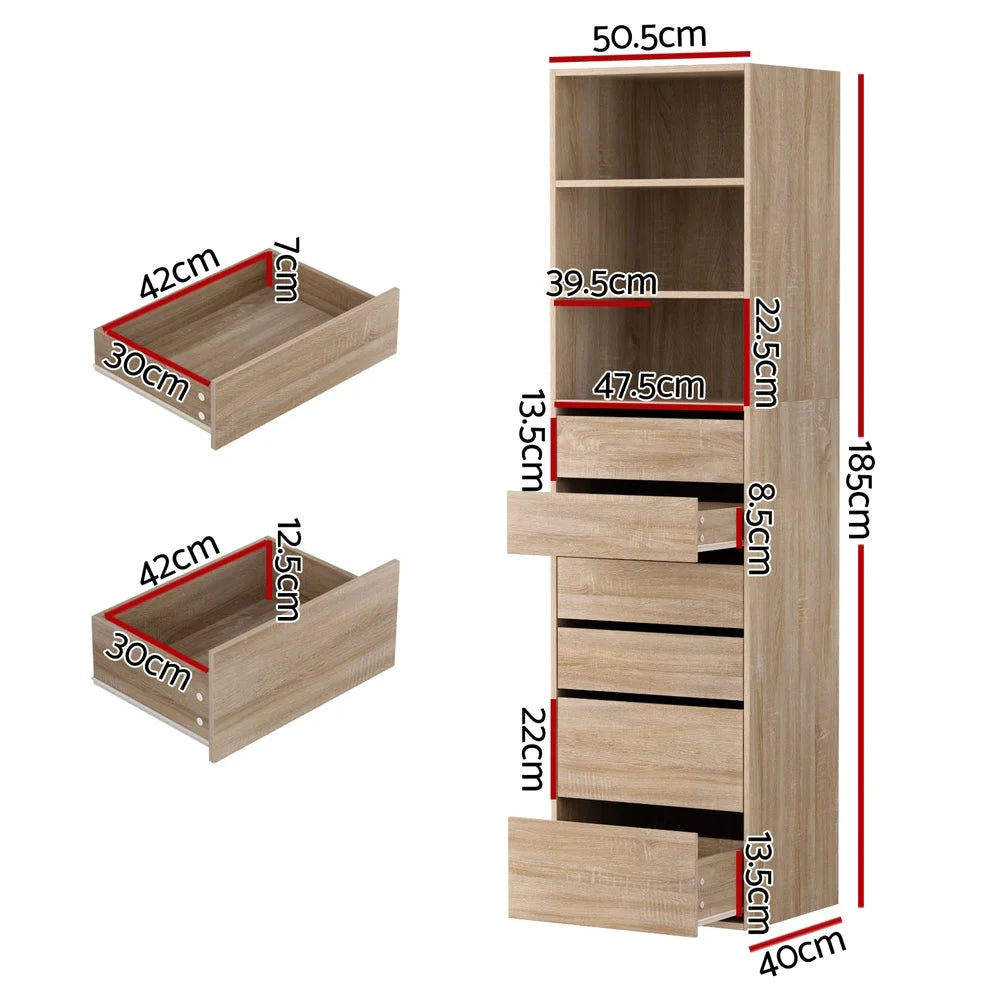 Cabinet with chest drawers tallboy pine bedroom