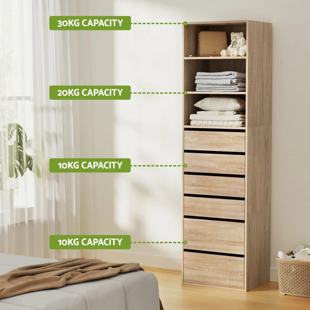 Artiss 6 Chest of Drawers Tallboy Cabinet Pine - Furniture