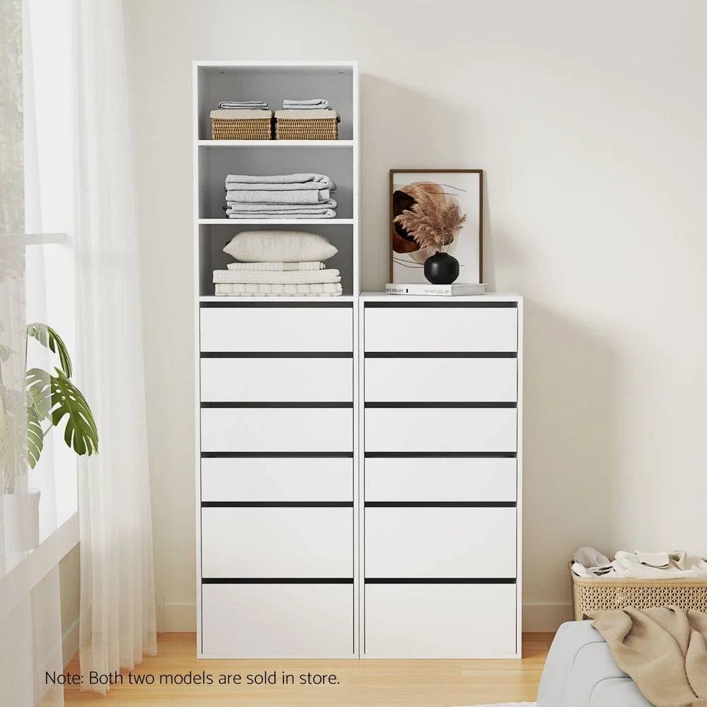 Artiss 6 Chest of Drawers Tallboy Cabinet White - Furniture
