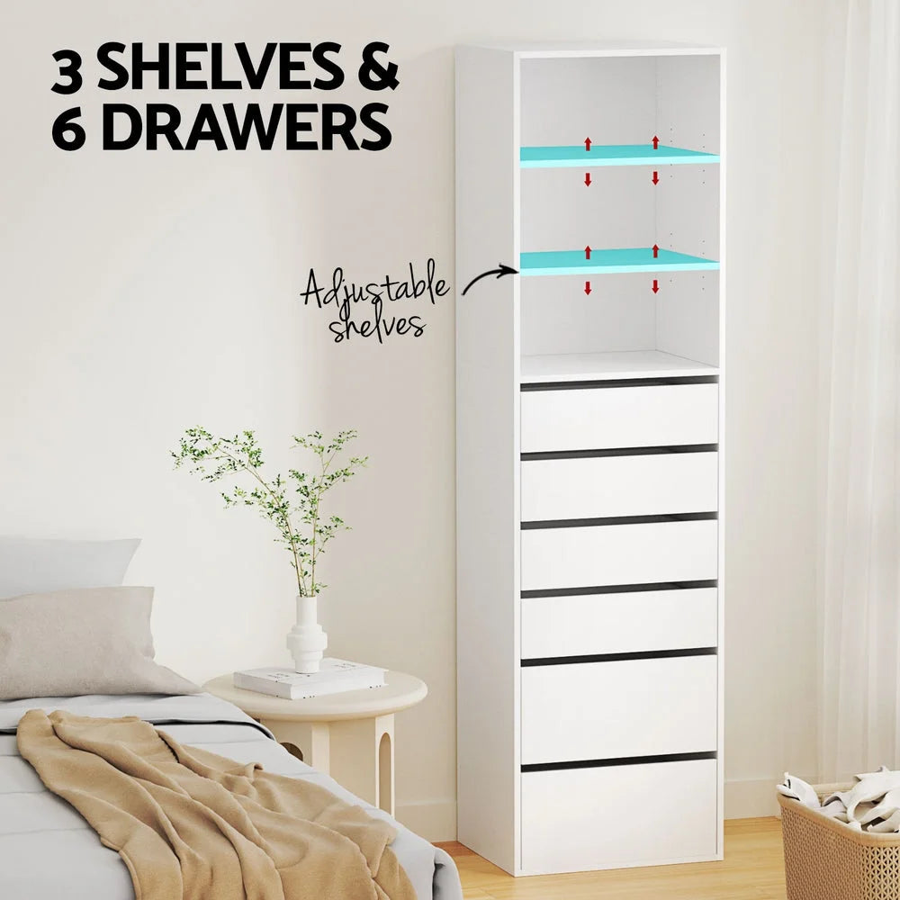 Artiss 6 Chest of Drawers Tallboy Cabinet White - Furniture