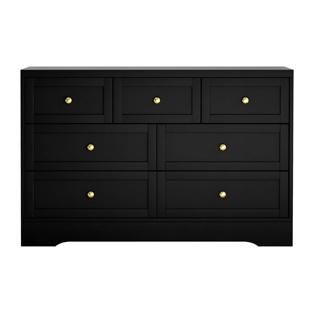 Artiss 7 Chest of Drawers Dresser Table Black - Furniture >