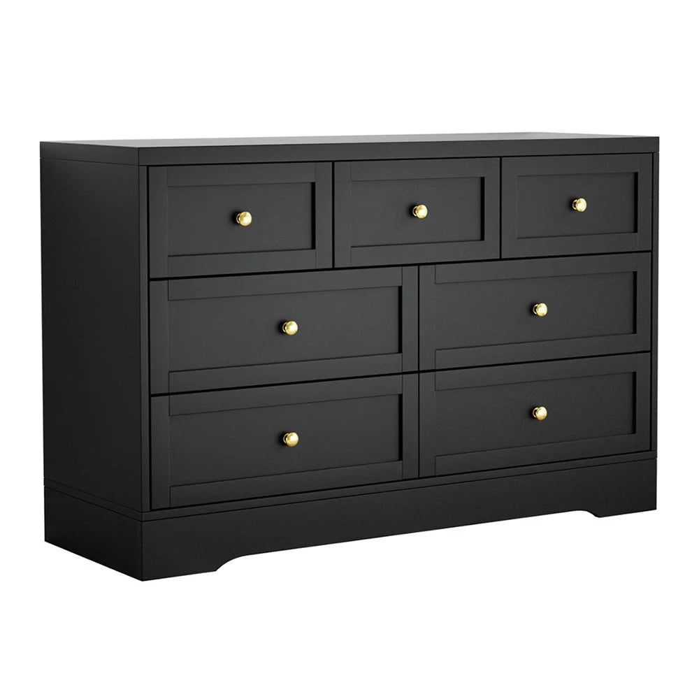 Artiss 7 Chest of Drawers Dresser Table Black - Furniture >