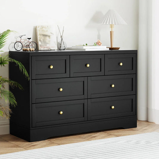Artiss 7 Chest of Drawers Dresser Table Black - Furniture >
