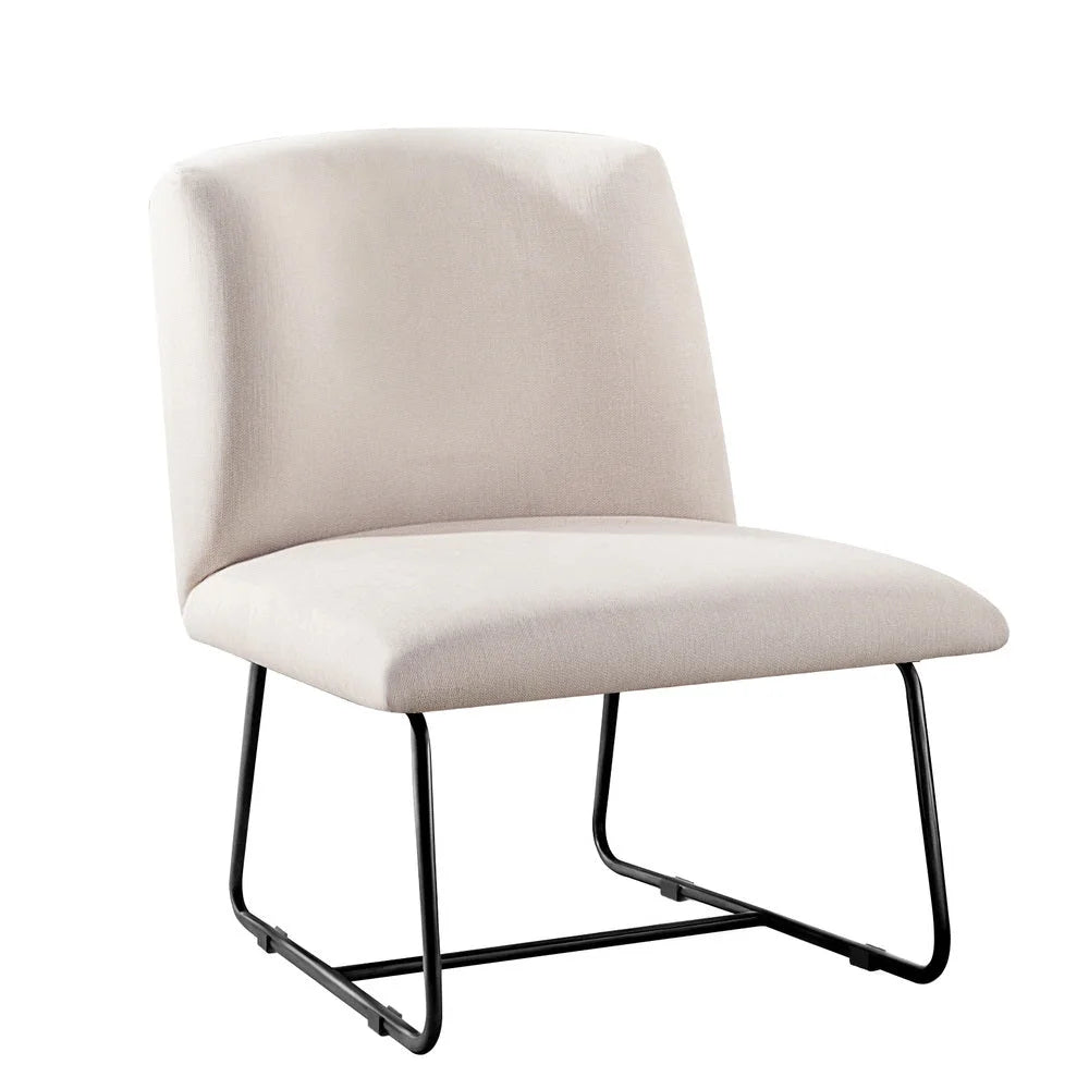 Beige chair with accent armchair cross leg