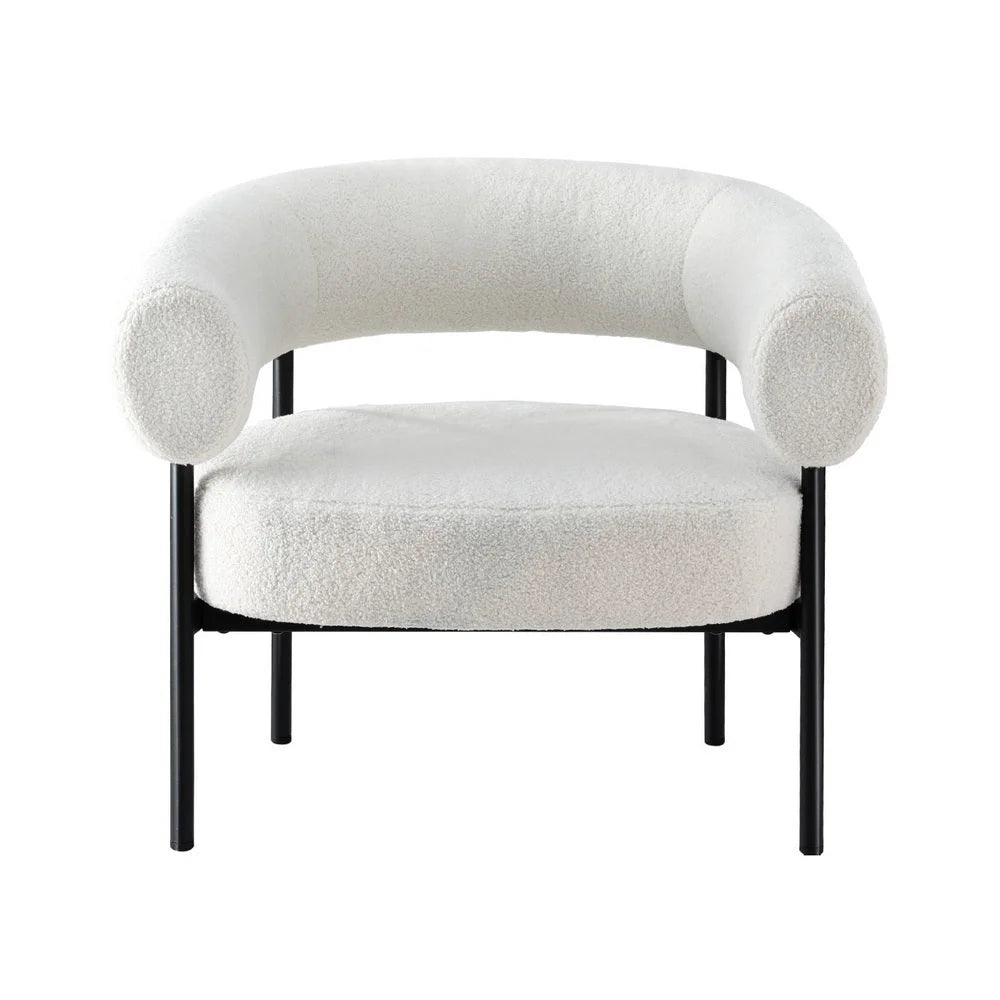 Chair with armchair accent curved boucle
