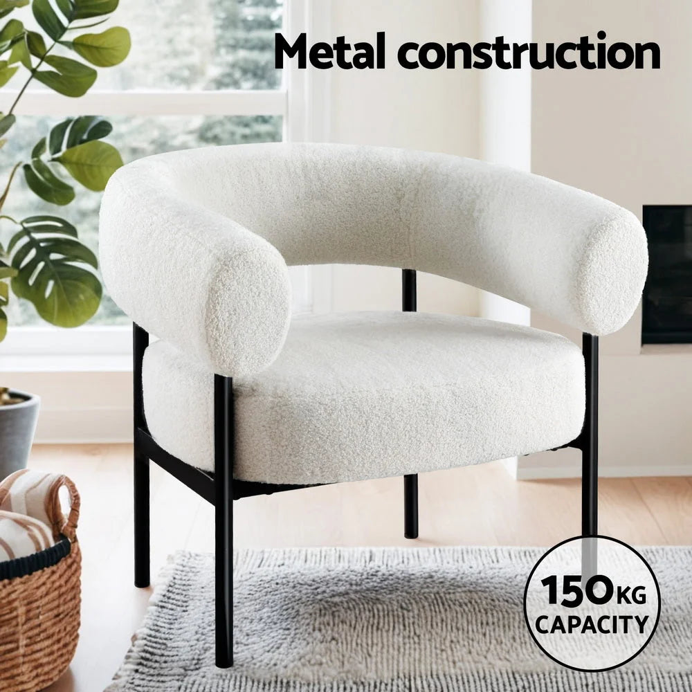 Chair with armchair accent curved boucle bar