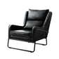 Black leather accent chair with cushioned seat and backrest