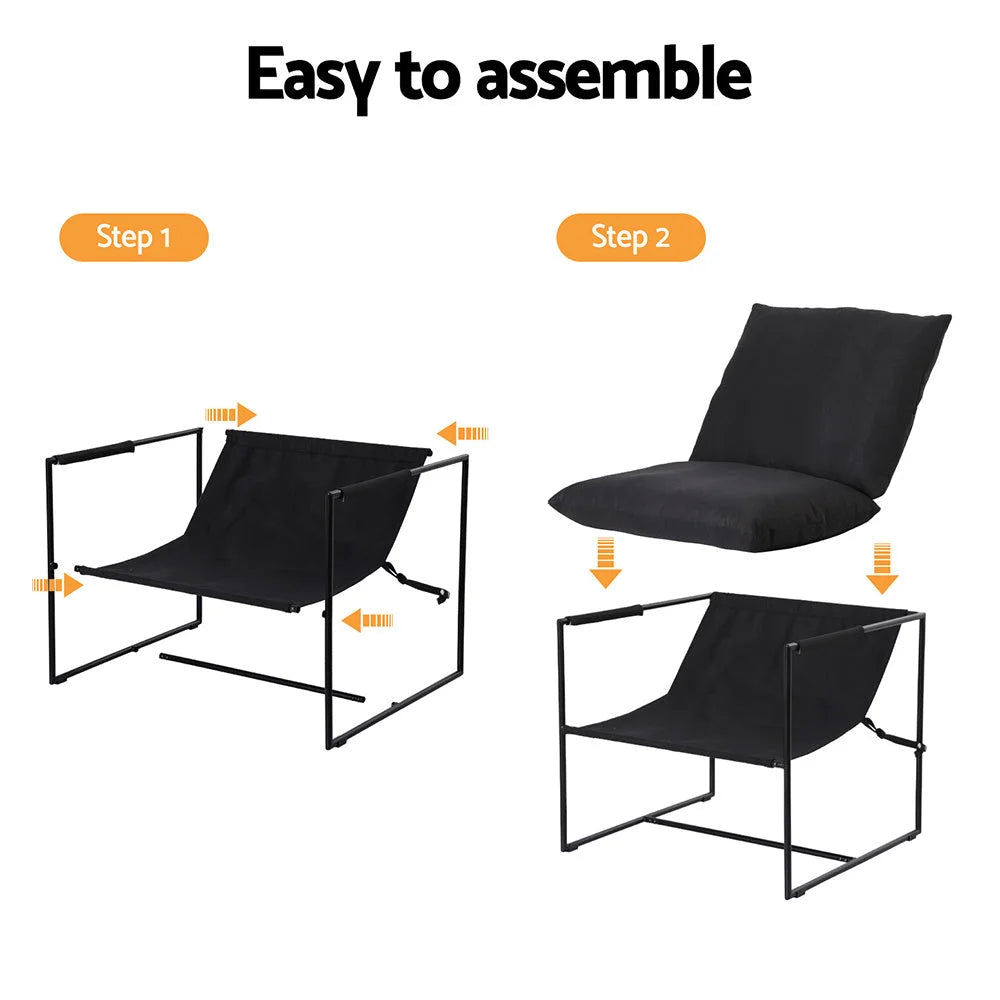 Artiss Armchair Lounge Chair Sling Black - Furniture > Bar