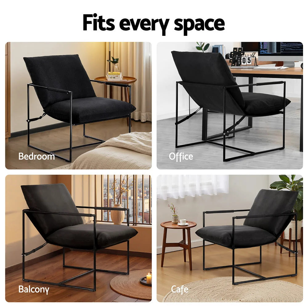 Artiss Armchair Lounge Chair Sling Black - Furniture > Bar