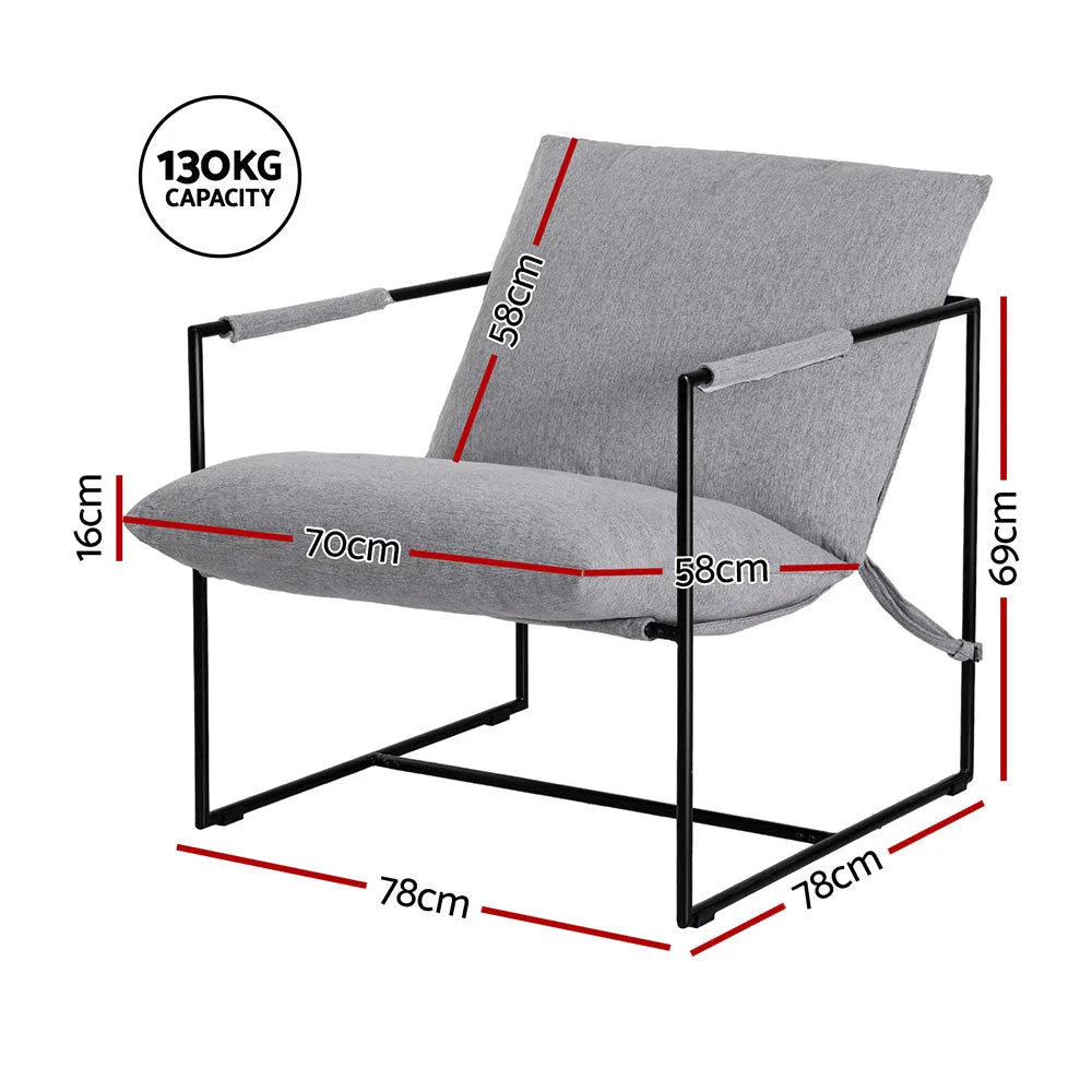Artiss Armchair Lounge Chair Sling Grey - Furniture > Bar