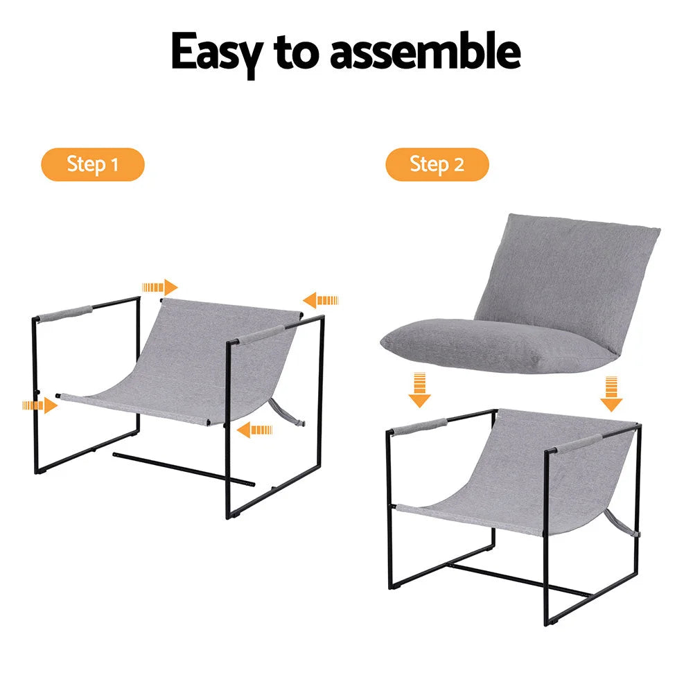 Artiss Armchair Lounge Chair Sling Grey - Furniture > Bar