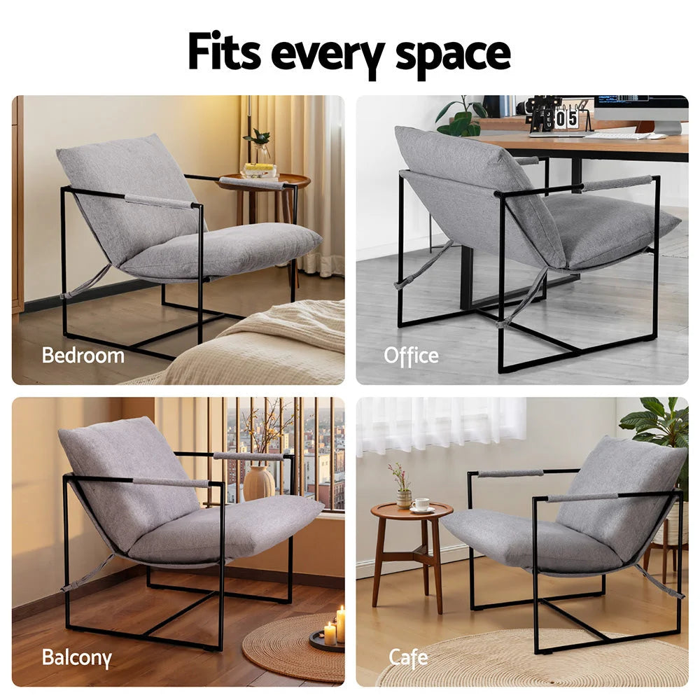 Artiss Armchair Lounge Chair Sling Grey - Furniture > Bar