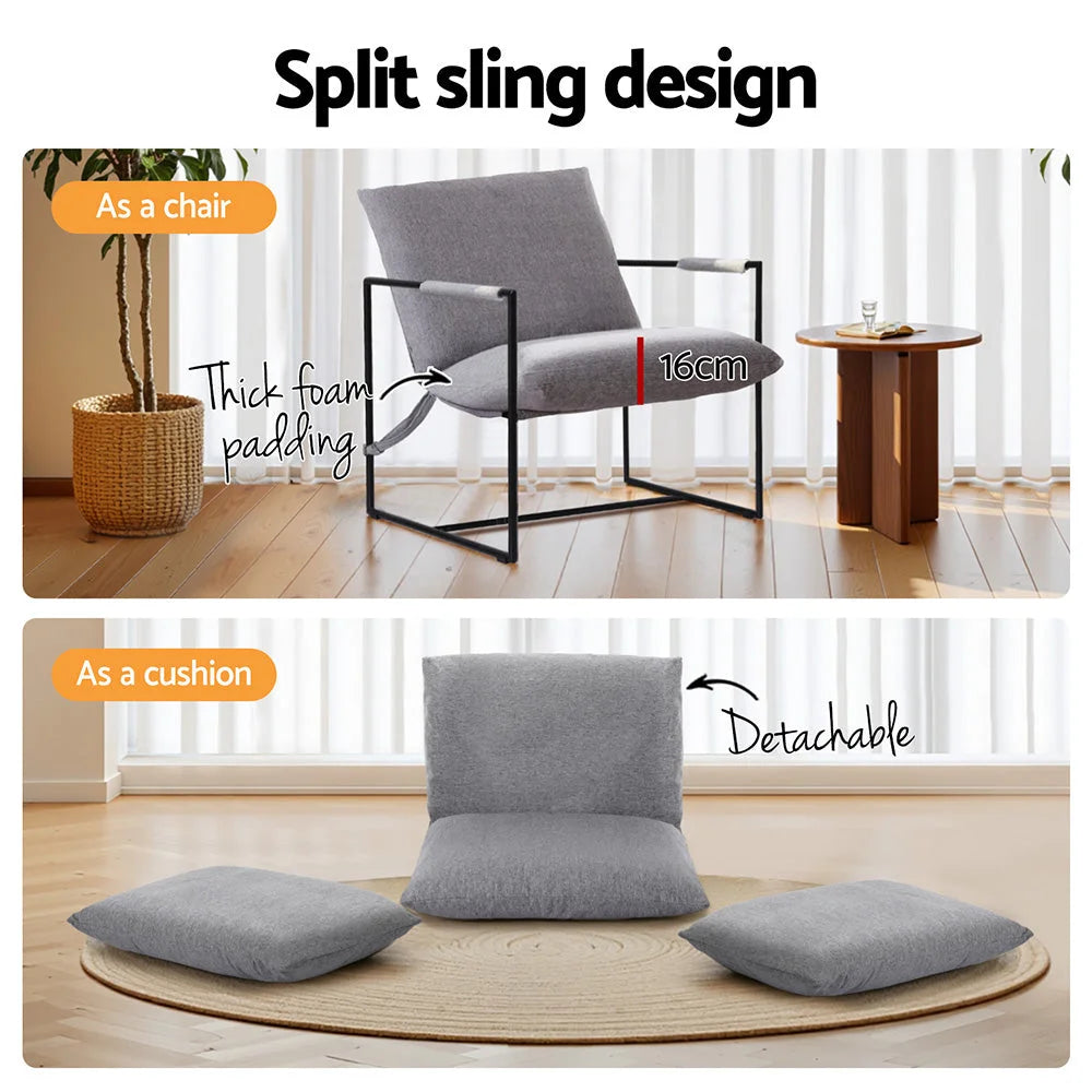 Artiss Armchair Lounge Chair Sling Grey - Furniture > Bar