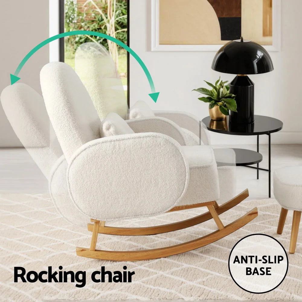 Artiss Armchair Rocking Chair Ottoman Lounge Footrest Round