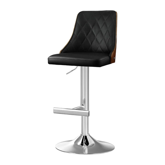 Black leather swivel bar stools