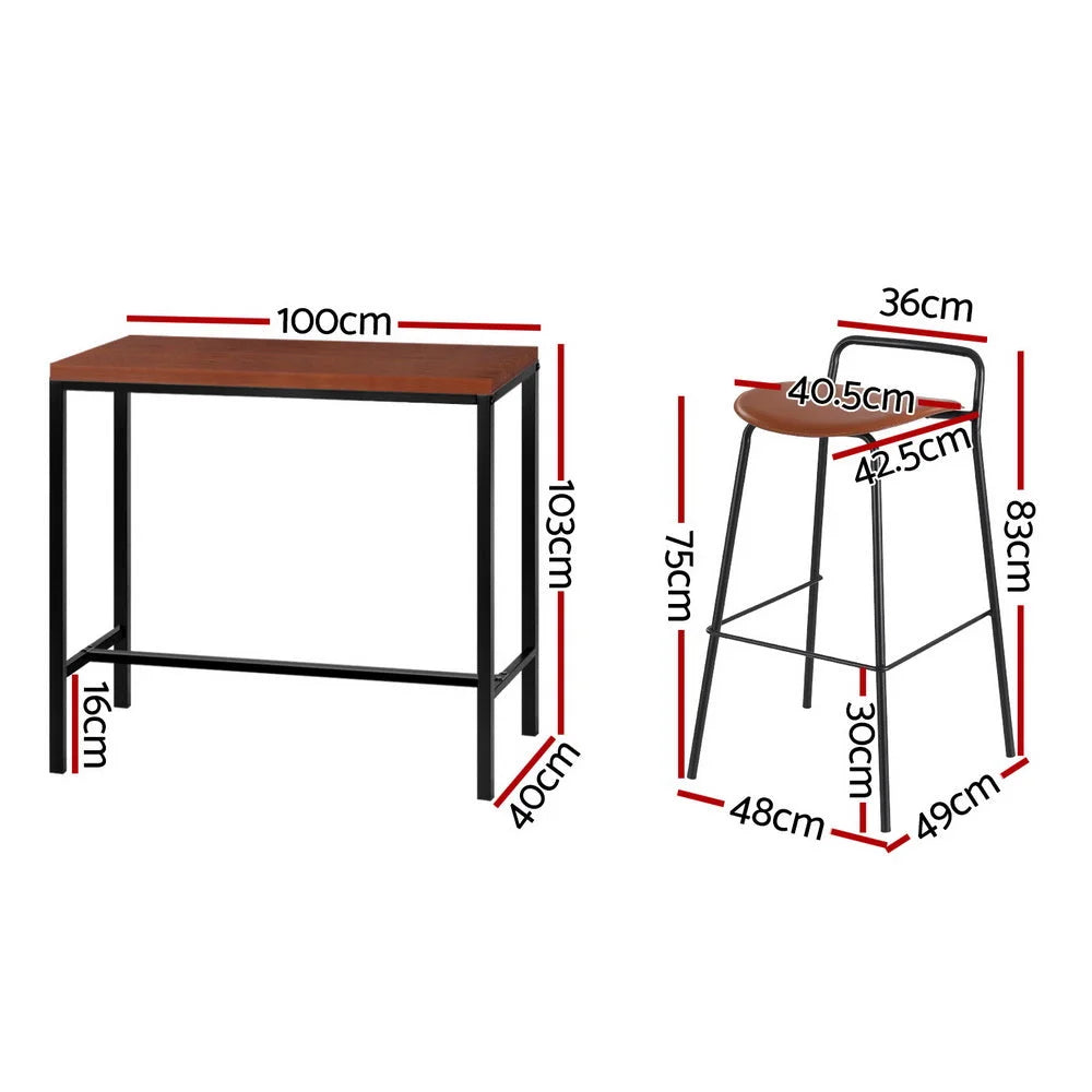 Artiss Bar Table and Stools Set Dining Desk Kitchen Chairs