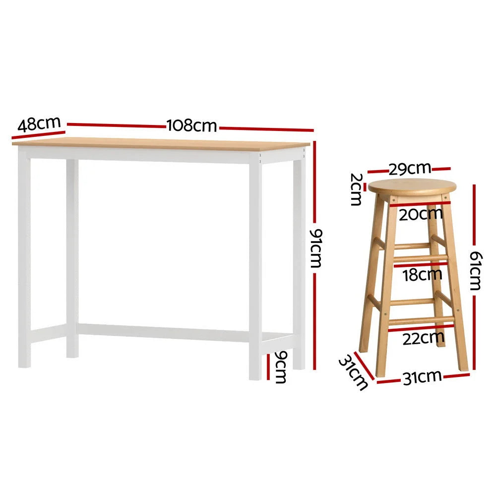 Artiss Bar Table and Stools Set Dining Desk Kitchen Chairs