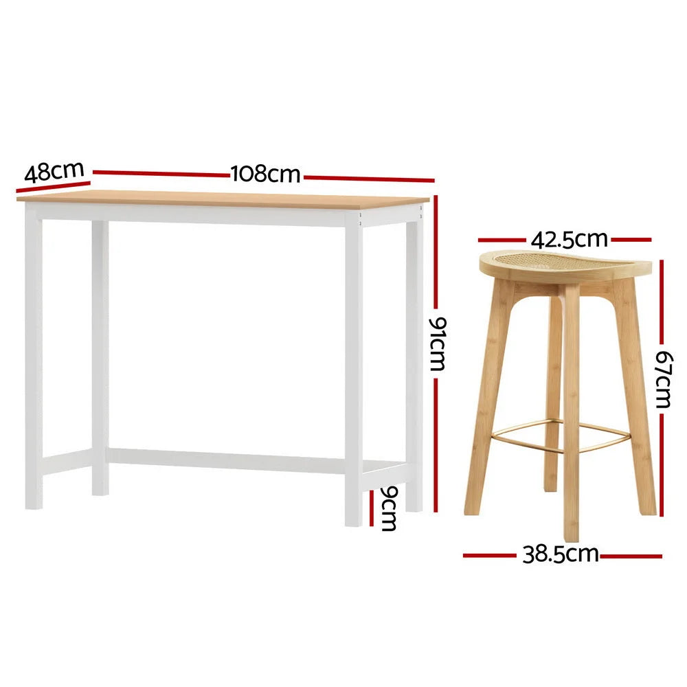 Artiss Bar Table and Stools Set Dining Desk Kitchen Chairs