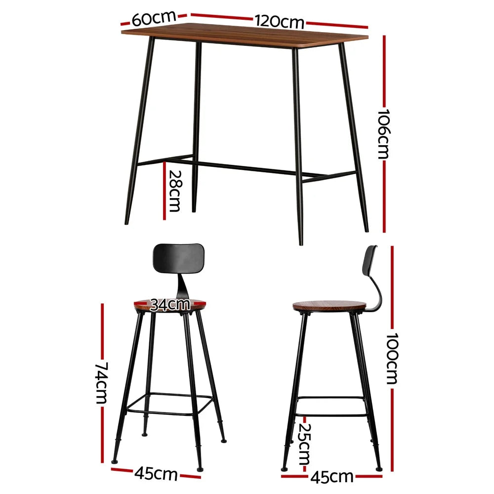 Bar Table and Stools Set Dining Desk Kitchen