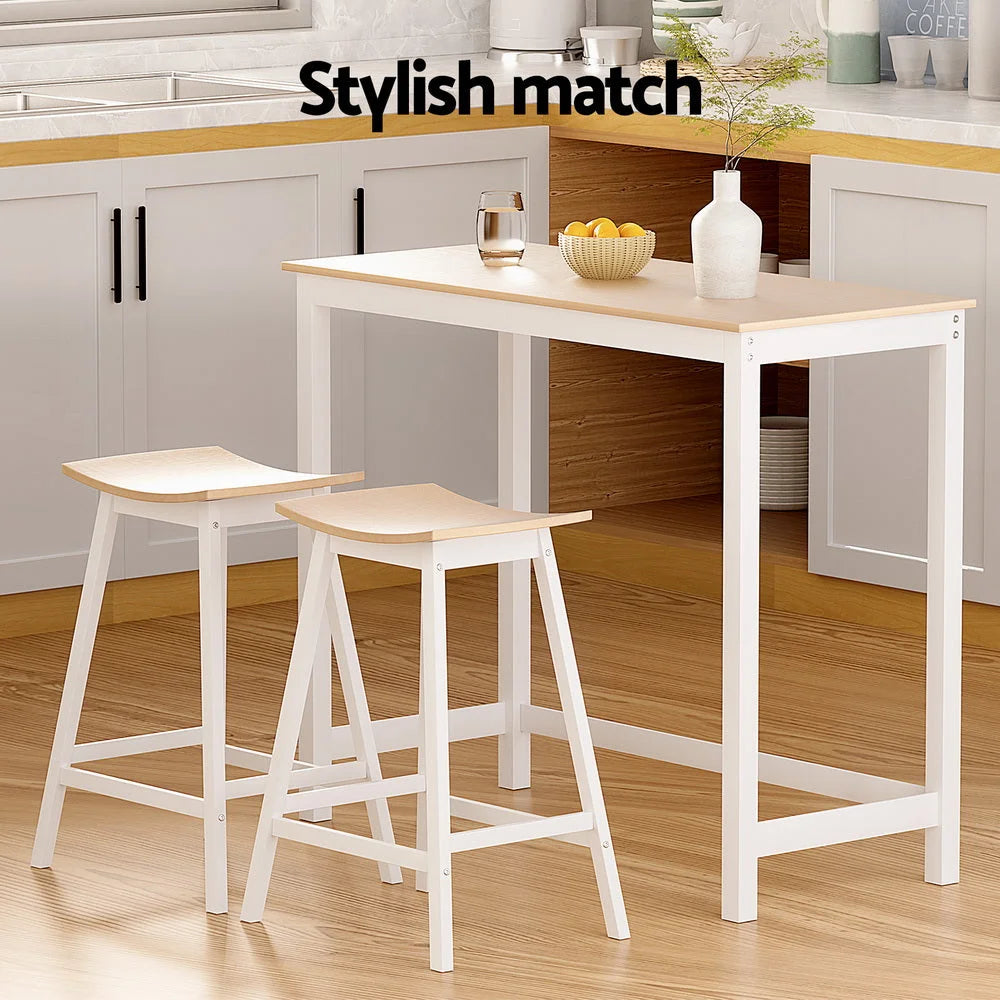 Wood dining chair set with counter-height legs and footrest