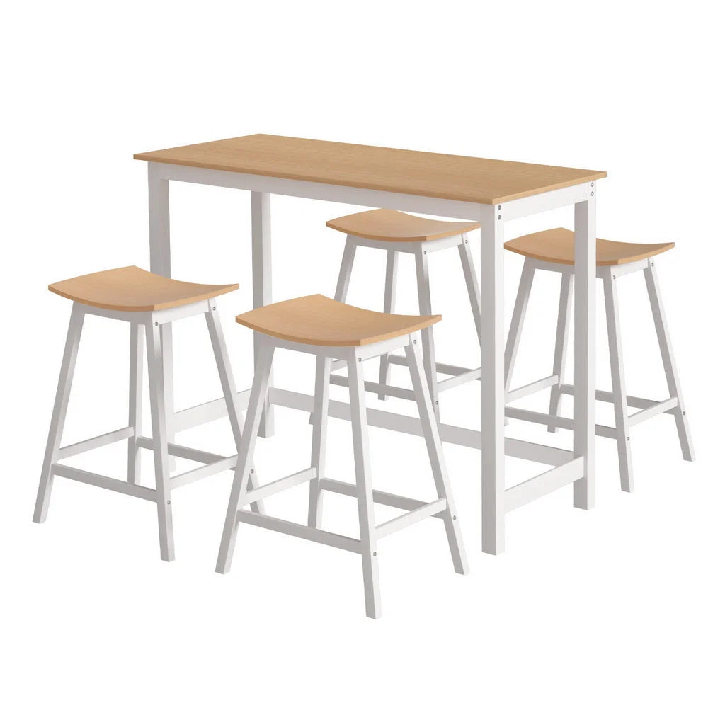 Artiss Bar Table and Stools Set Dining Desk Solid Wood