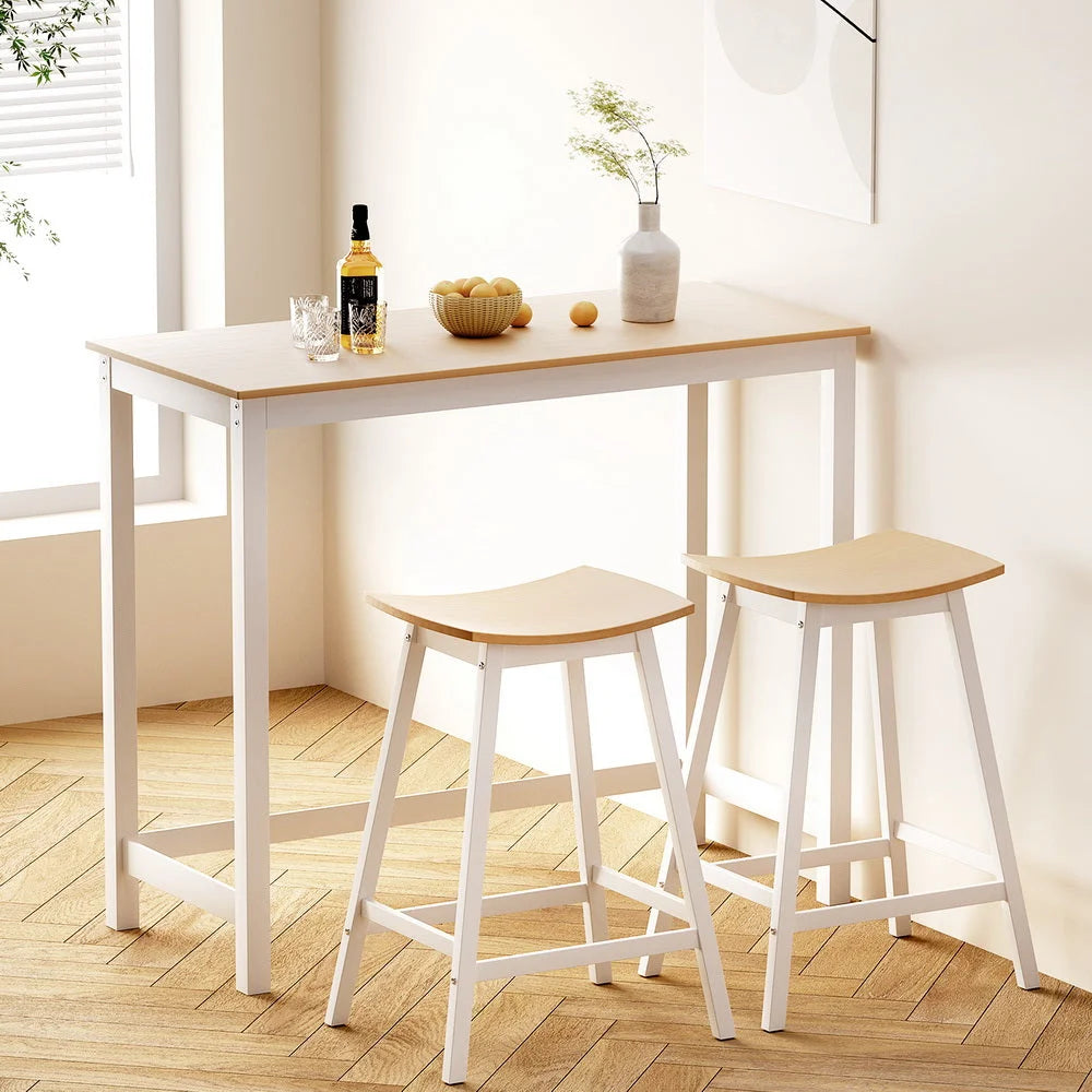Artiss Bar Table and Stools Set Dining Desk Solid Wood