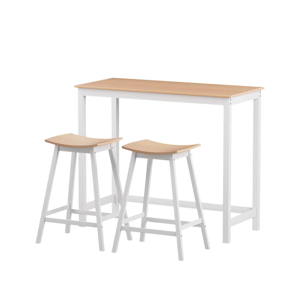 Artiss Bar Table and Stools Set Dining Desk Solid Wood