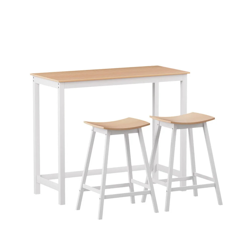 Artiss Bar Table and Stools Set Dining Desk Solid Wood