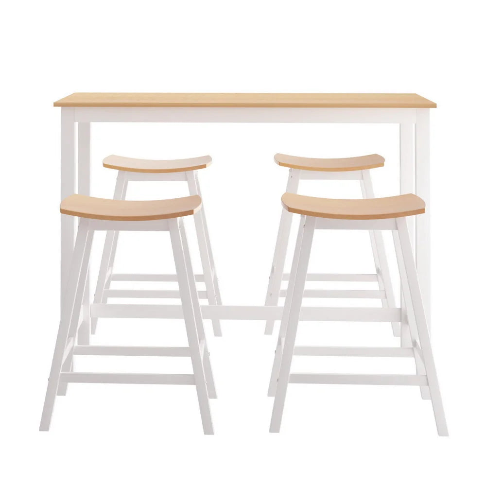 Artiss Bar Table and Stools Set Dining Desk Solid Wood