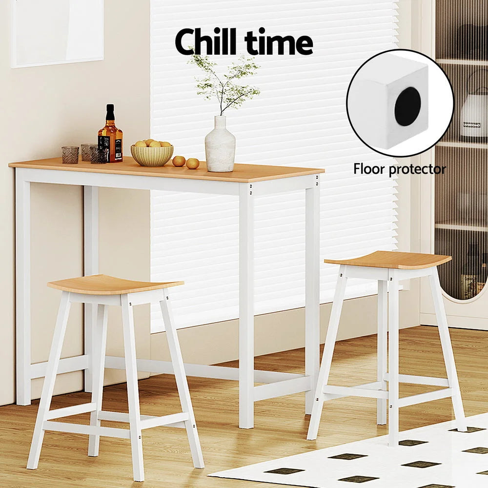 Wood dining chair set with shaped seat and supportive backrest