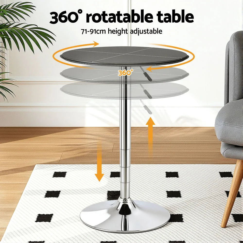 Artiss Bar Table Round Swivel Height Adjustable 62cm Modern