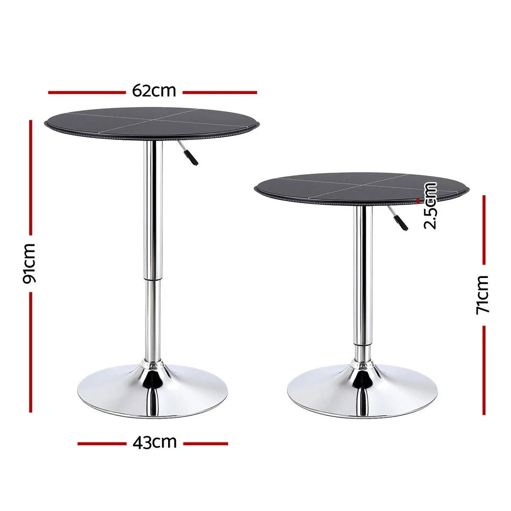 Bar Table Round Swivel Height Adjustable 62cm Modern PVC