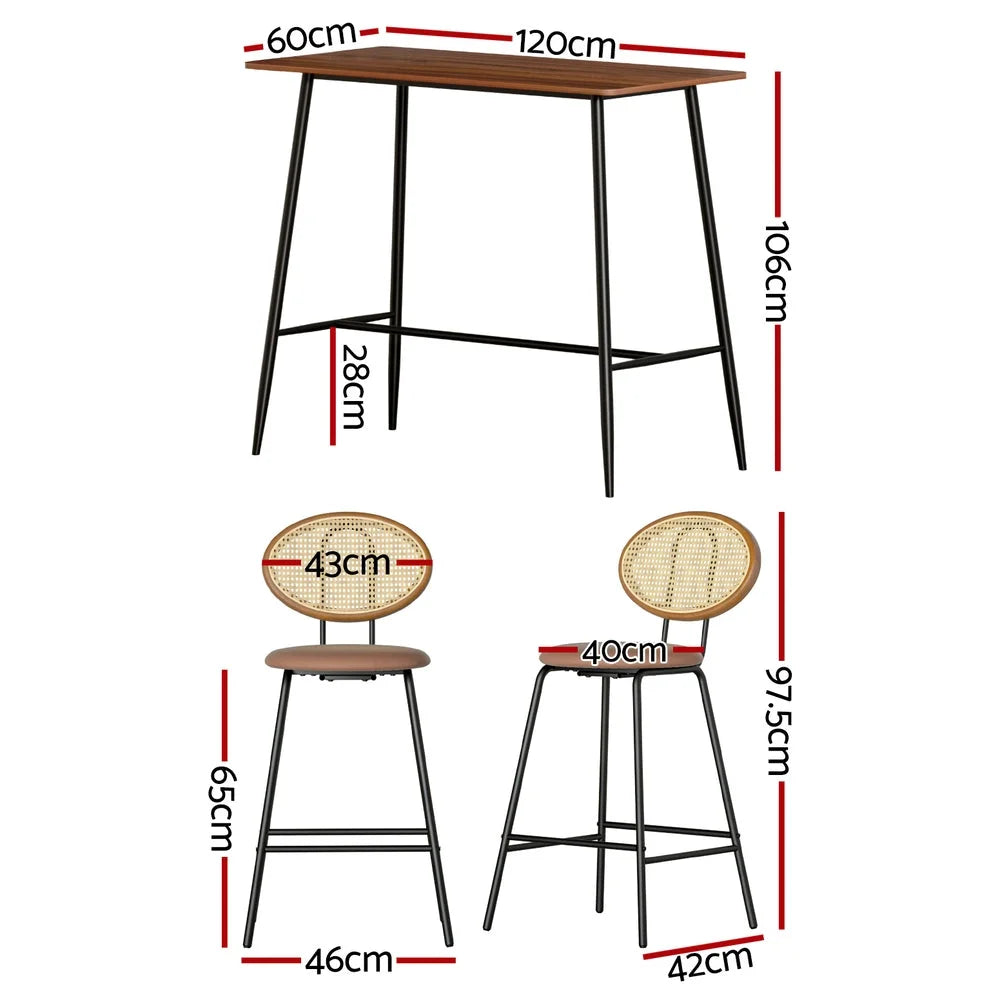 Artiss Bar Table Stools Set Dining Desk Industrial Kitchen