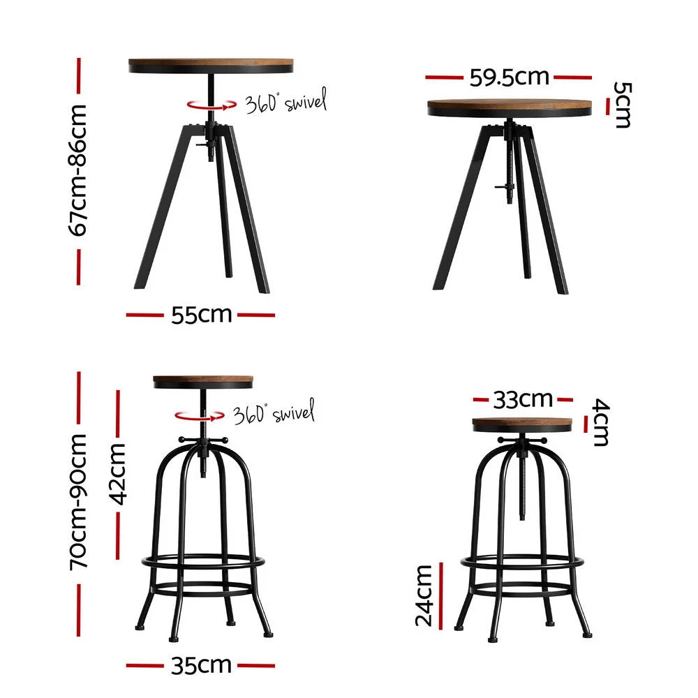 Bar Table Stools Set Dining Desk