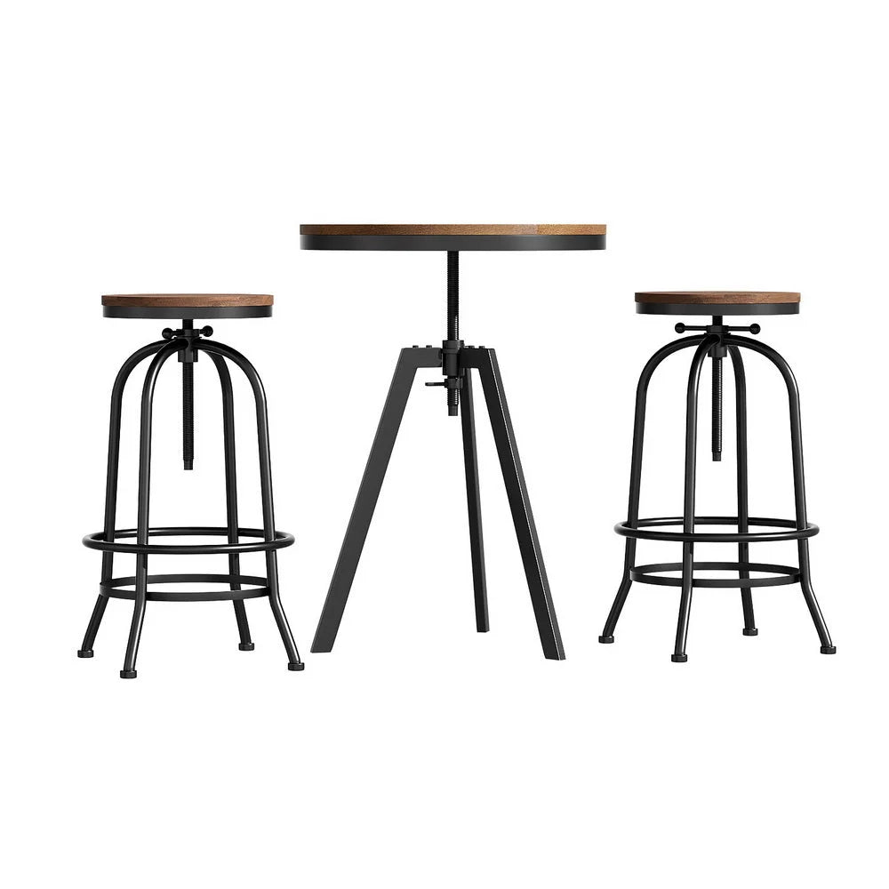 Bar Table Stools Set Dining Desk Industrial Kitchen Chairs