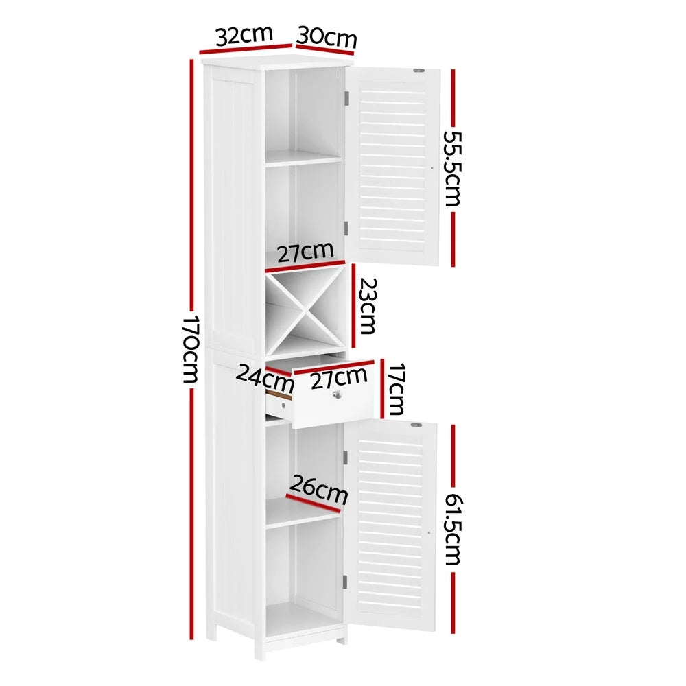Artiss Bathroom Storage Cabinet 170cm Tall Slim Organiser