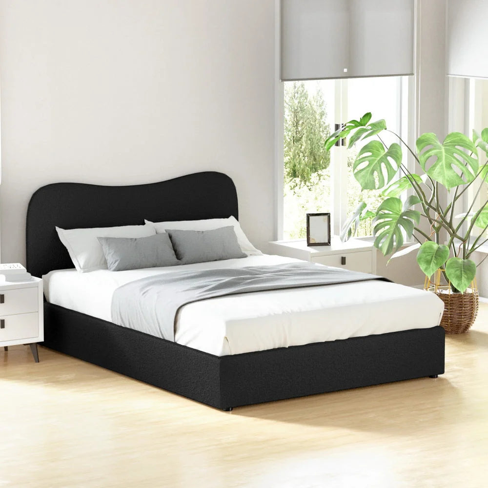 Bed frame with double size boucle dara