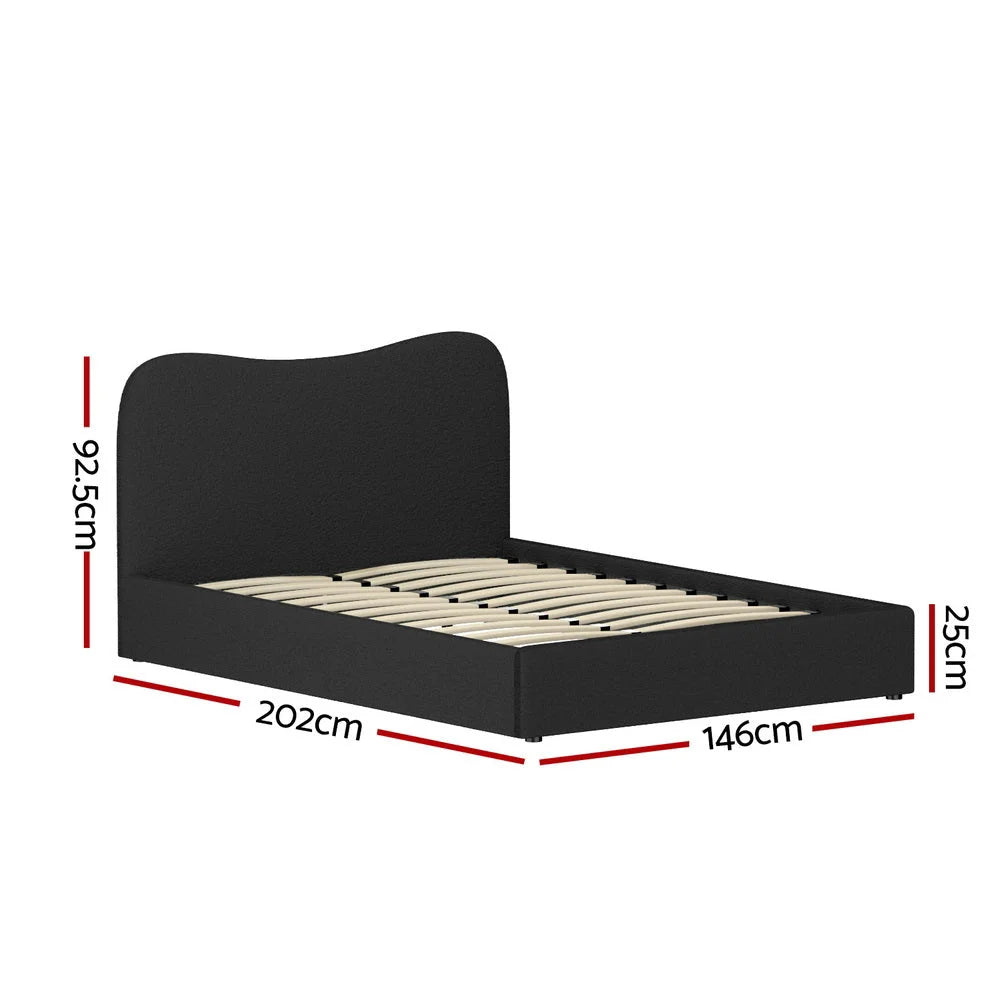 Bed frame with double size boucle dara bedroom