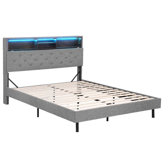 Artiss Bed Frame Double Size LED Mattress Base Platform