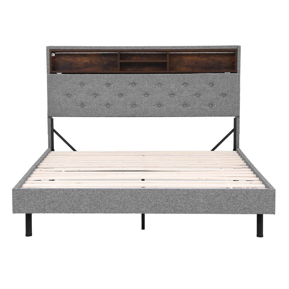 Bed frame with double size led mattress
